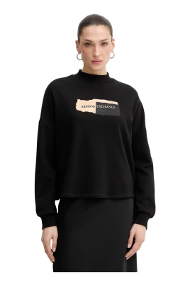 Sweatshirt med halvpolokrage och tryck