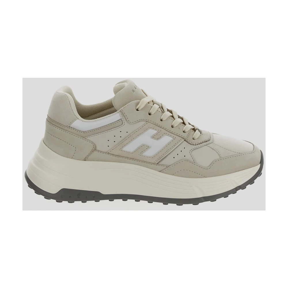 Hogan Leren Vetersneaker Beige Dames