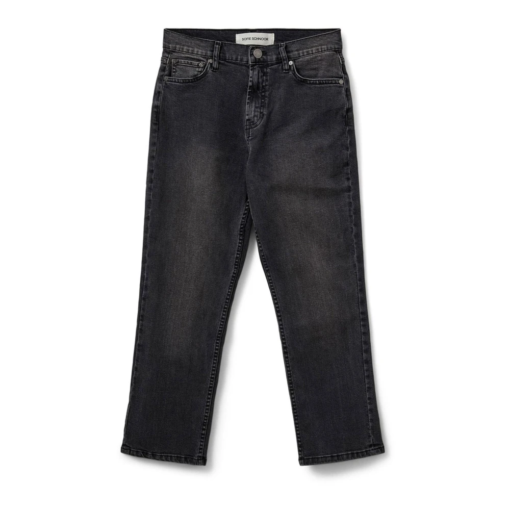 Sofie Schnoor Black Cropped Grey Denim Jeans - Female - Straight Fit Jeans - Xl - Jeans