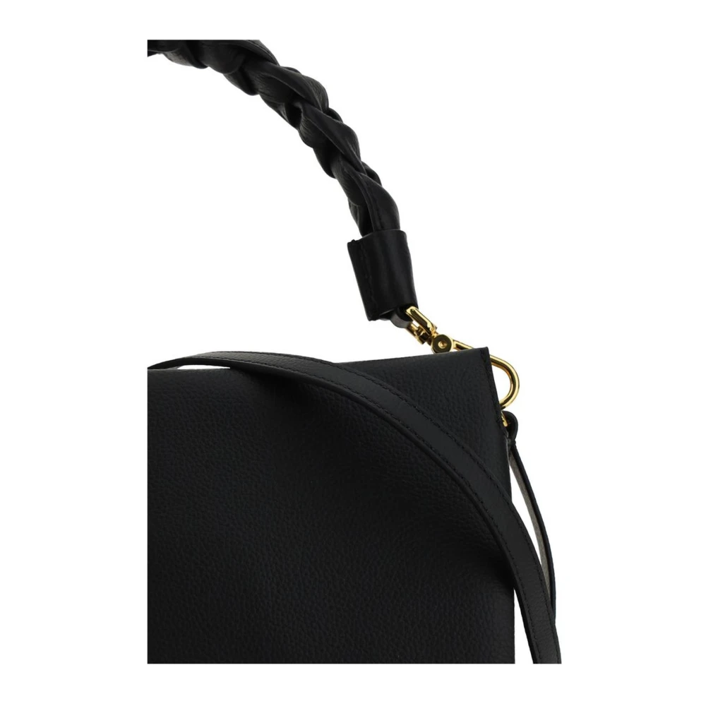 Coccinelle Gevlochten leren handtas met verstelbare band Black Dames
