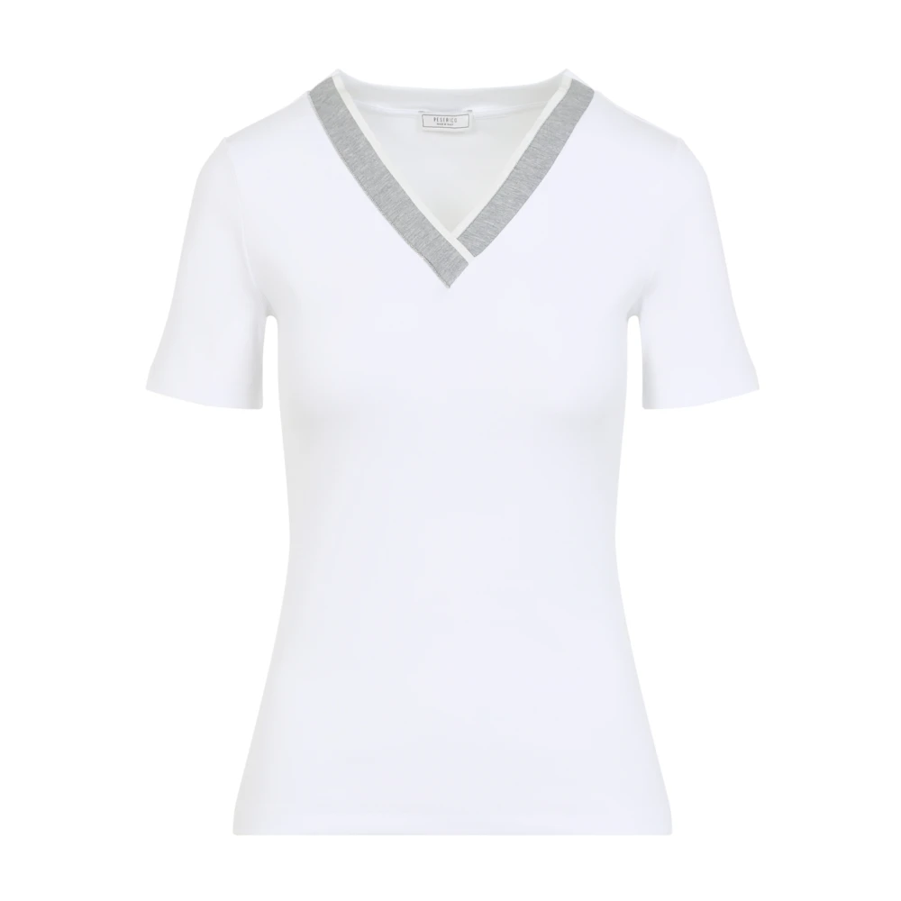 PESERICO Wit T-shirt met zijdeblend White Dames