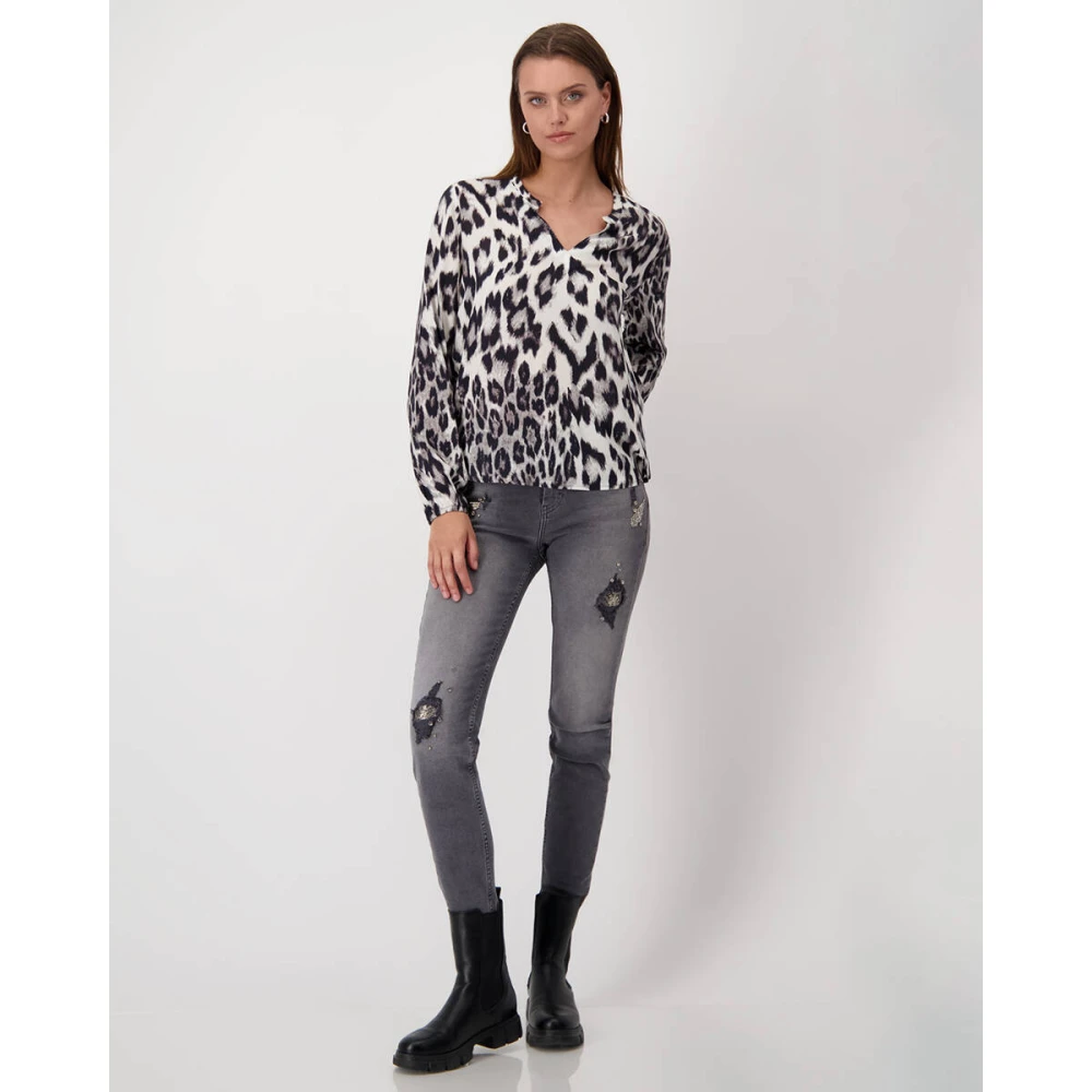 monari Blouse met lange mouwen en stijl 808116 Black Dames
