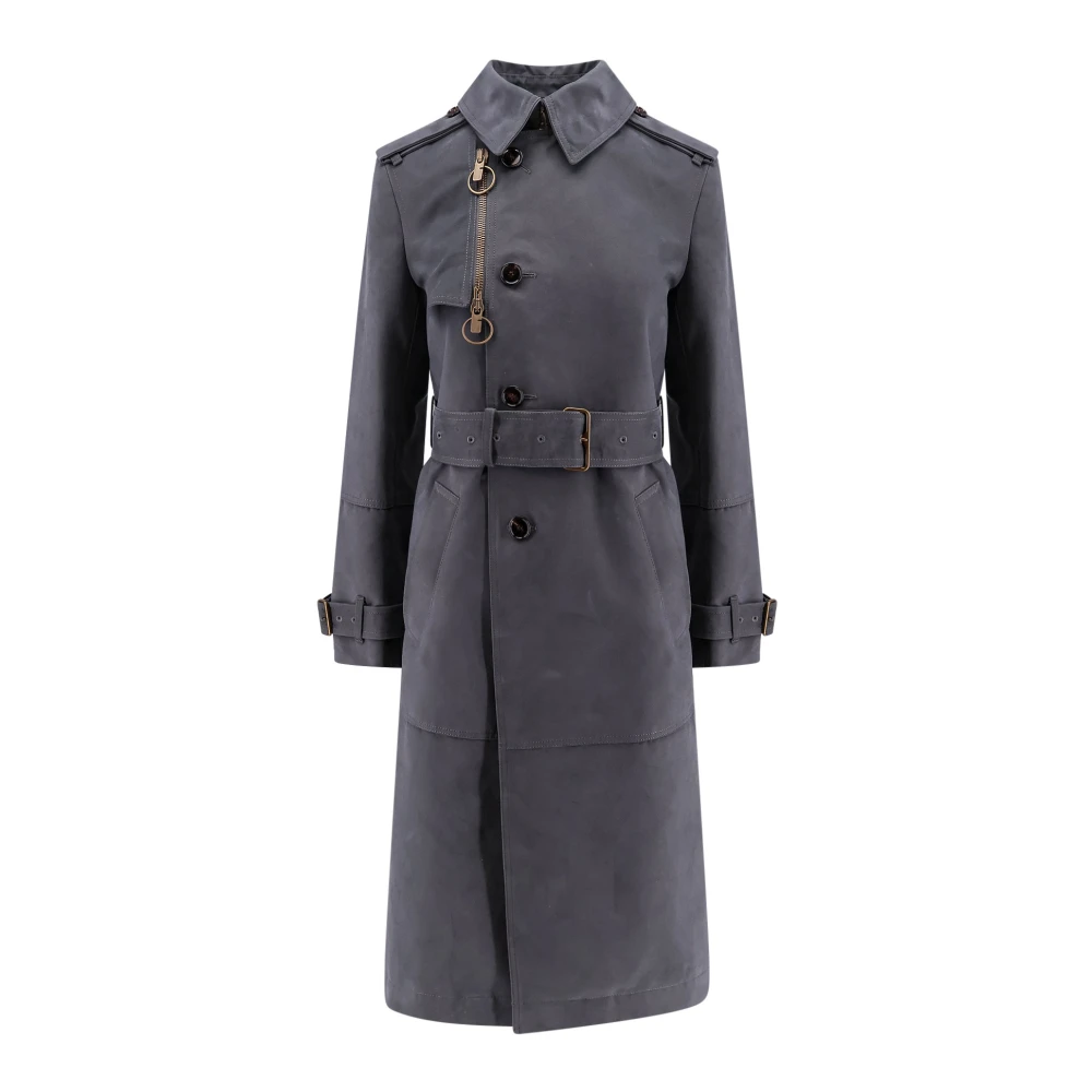 Burberry Katoenmix Trenchcoat met Ruitvoering Gray Dames