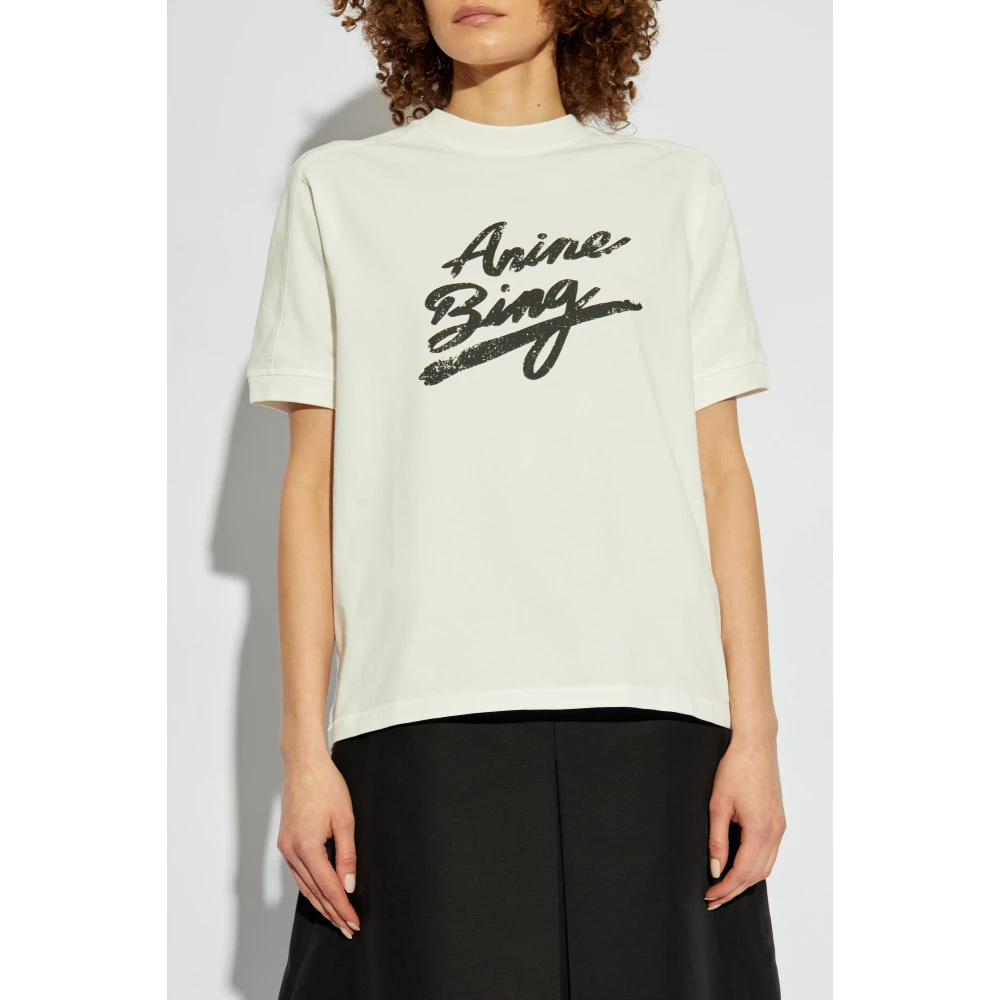 Anine Bing Geprint T-shirt White Dames