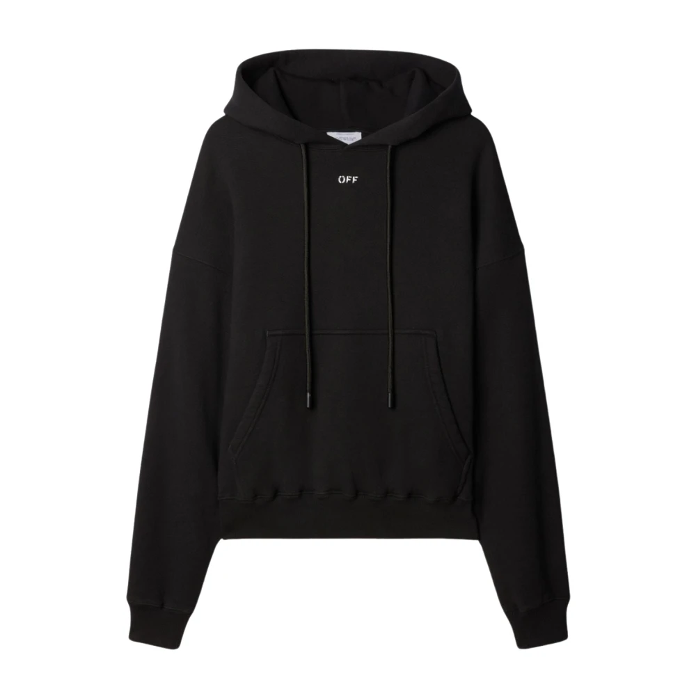 Off White Zwarte katoenen hoodie met logo print Black Heren