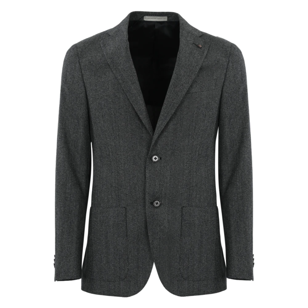 Corneliani Grijze Wol Herringbone Jas Gray Heren