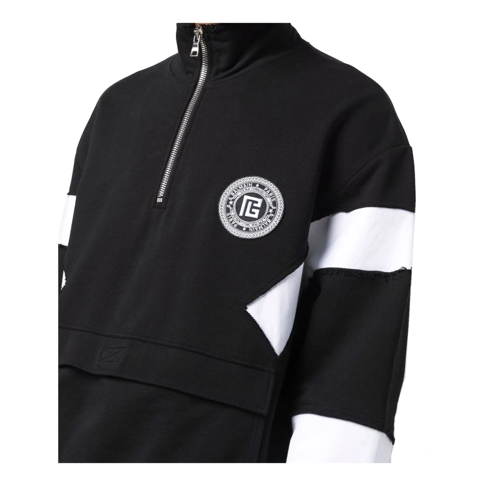 Balmain Cirkel Logo Katoenen Sweatshirt Black Heren
