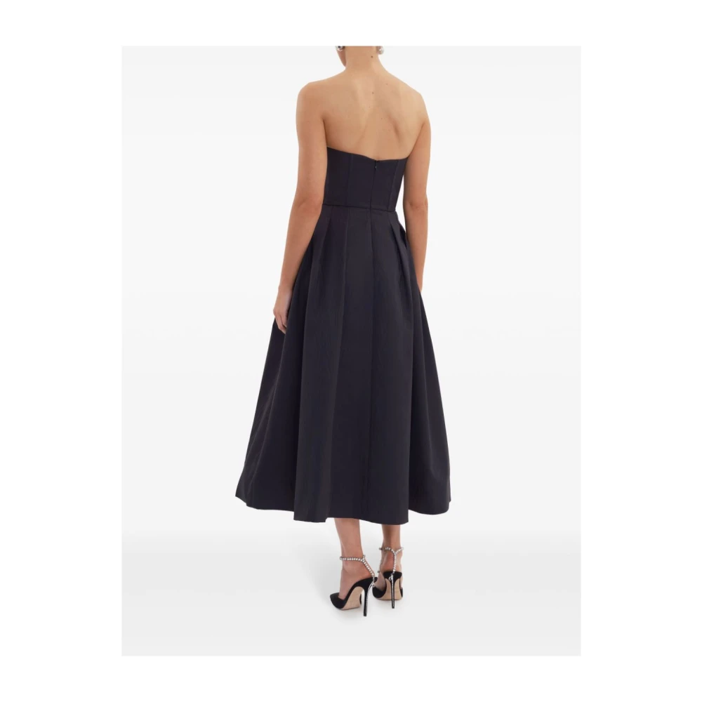 Rebecca Vallance Zwarte Taffeta Midi Jurk met Korset Black Dames