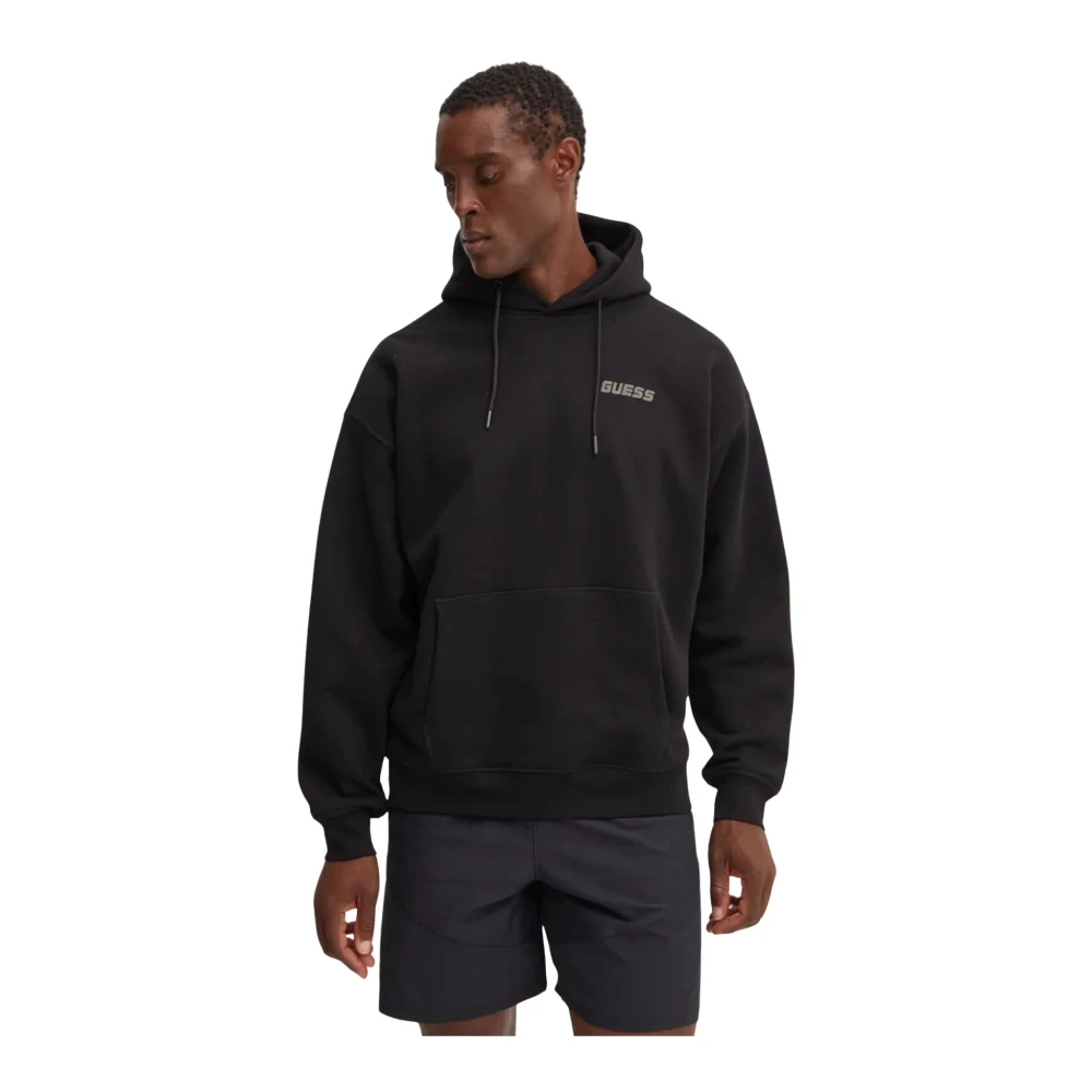 Guess Zwarte katoenen hoodie Black Heren