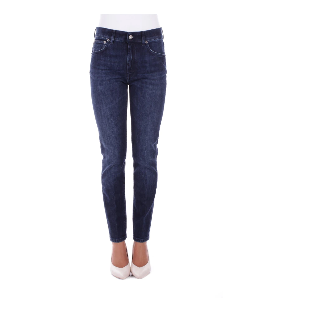 Dondup Denim Skinny Stretch Jeans met Logo Blue Dames