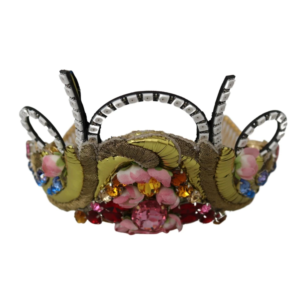Dolce & Gabbana Yellow Accessories, Female, One Size, Authentic Crystal Diadem Tiara With Led Lights