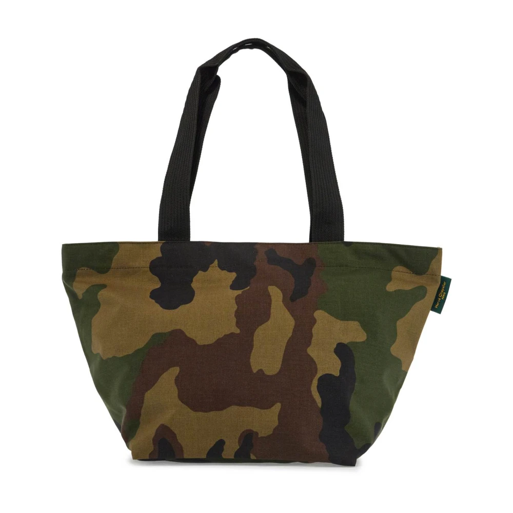 Hervé Chapelier Camouflage Print Tote Bag med Dubbel Dragkedja Green, Dam