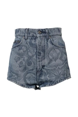 Blommig hög midja denim shorts