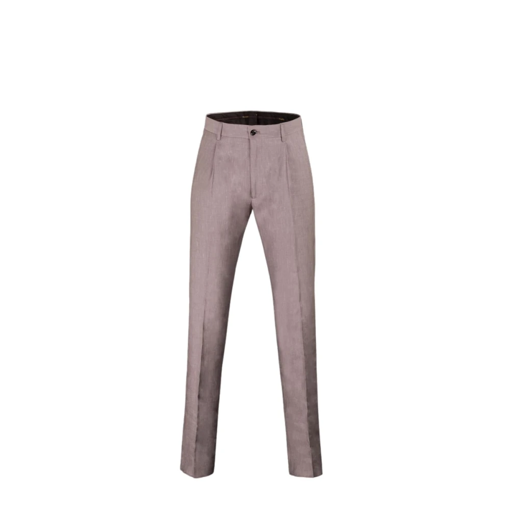 Moorer Linnen-Katoen Chino Broek Beige Heren