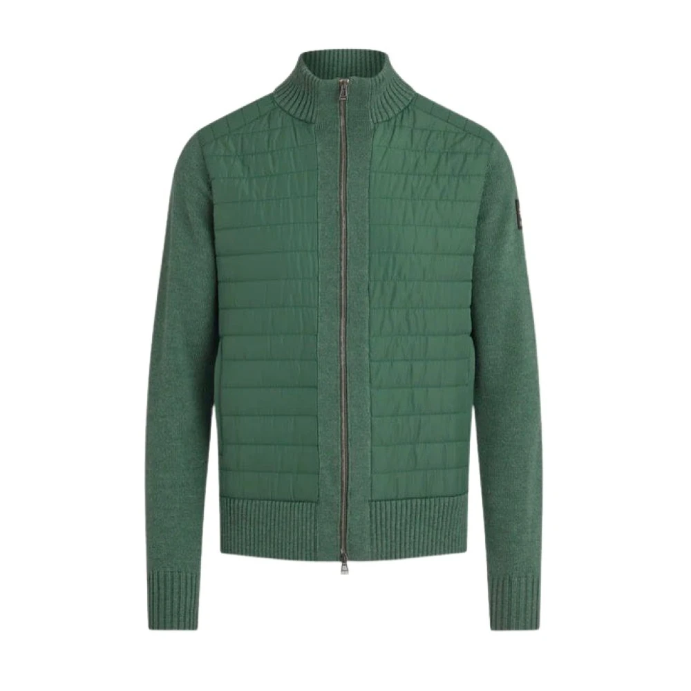 Belstaff Atlas Green Full Zip Stickad Jacka Green, Herr