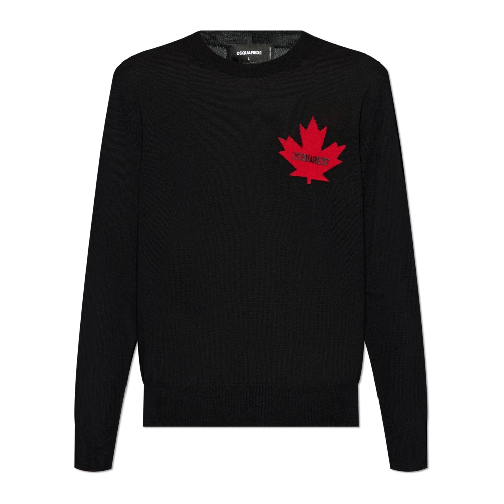 Dsquared2 Men's Black Round-Neck Knitwear,, Jumper With Logo Extra Large
