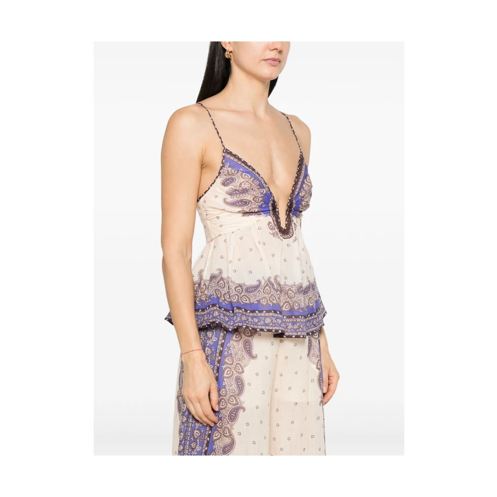 Zimmermann V-hals ecru shirt met materialen Multicolor Dames