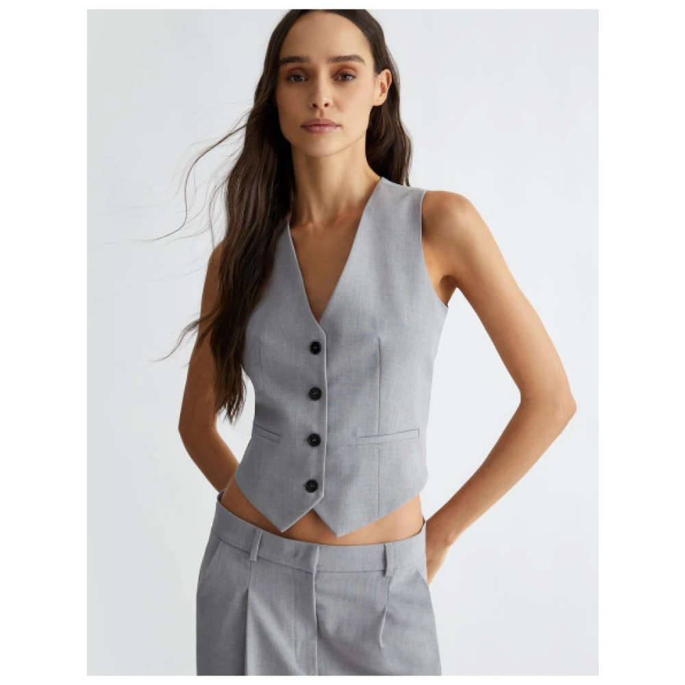 Liu Jo Elegante Mouwloze Dandy Gilet Gray Dames