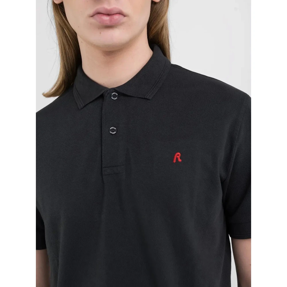 Replay Cotton Short Sleeve Polo Shirt Black Heren