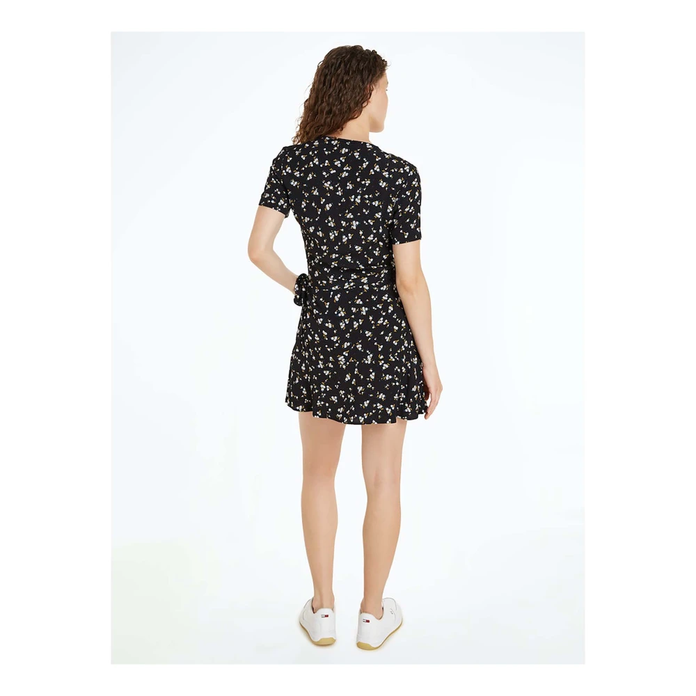 Tommy Jeans Bloemen Ruche Jurk Black Dames