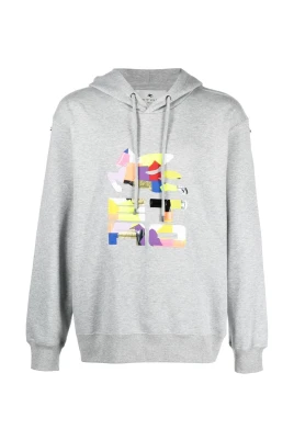 Multifärgad Logotyp Hoodie med Ribbad Kant