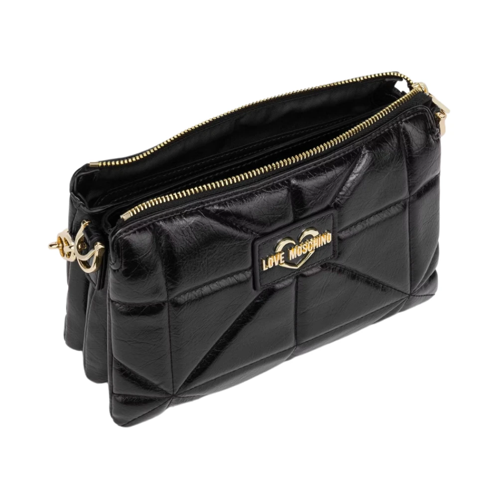 Love Moschino Zwarte Schoudertas PU Materiaal Black Dames
