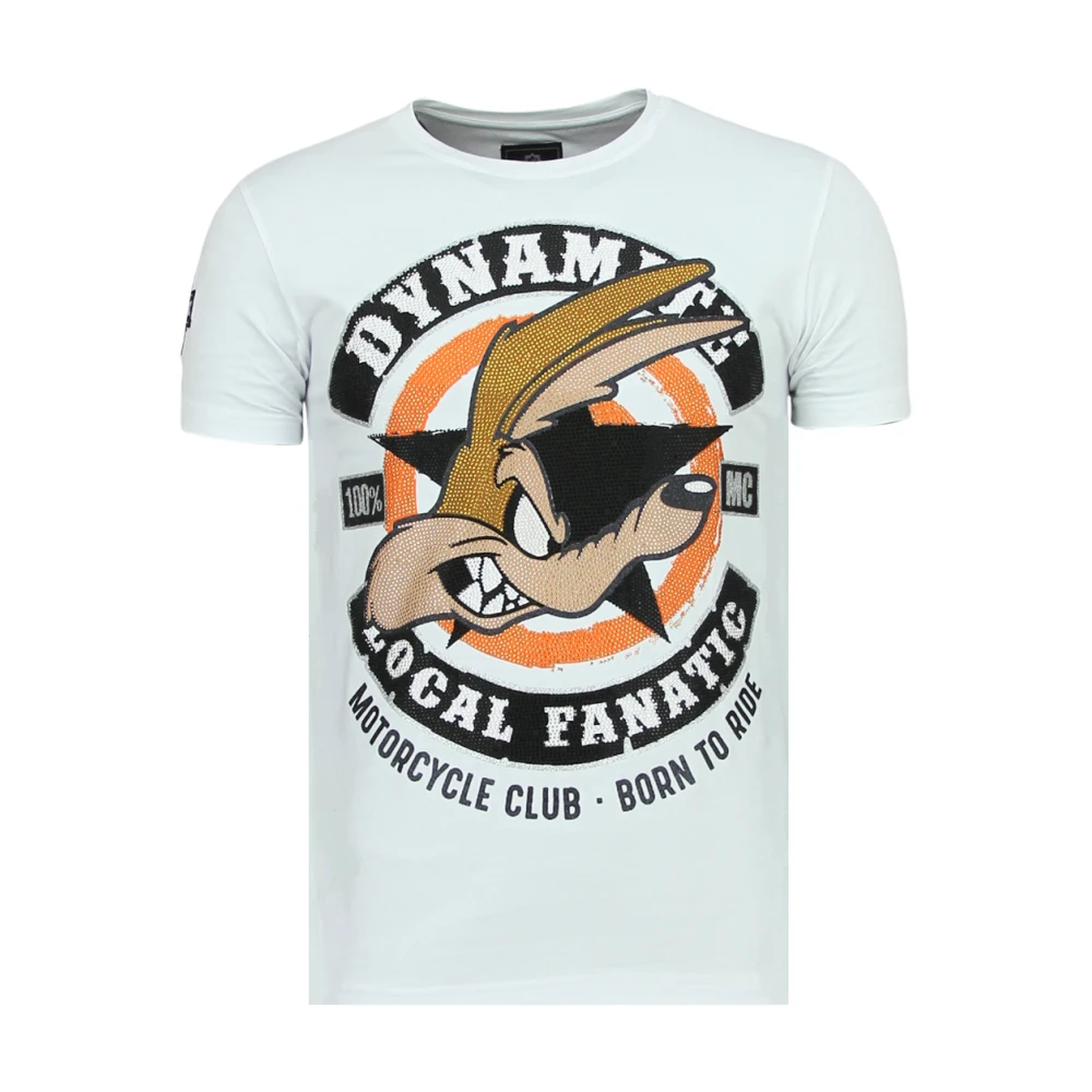 Local Fanatic Dynamite Coyote Rhinestones - Party T-shirt Herr - 6320W White, Herr