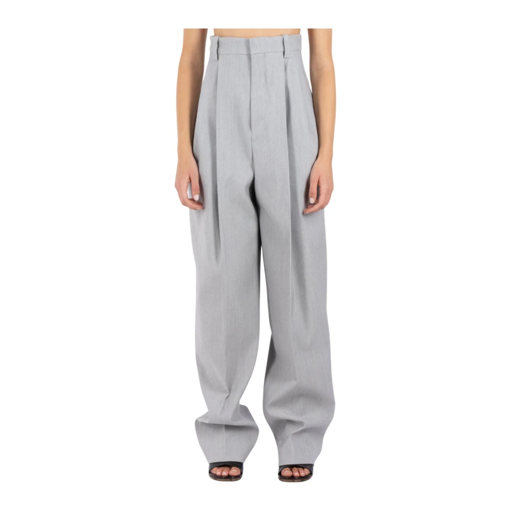 Jacquemus Hoge Taille Wijde Pijp Broek Gray Dames