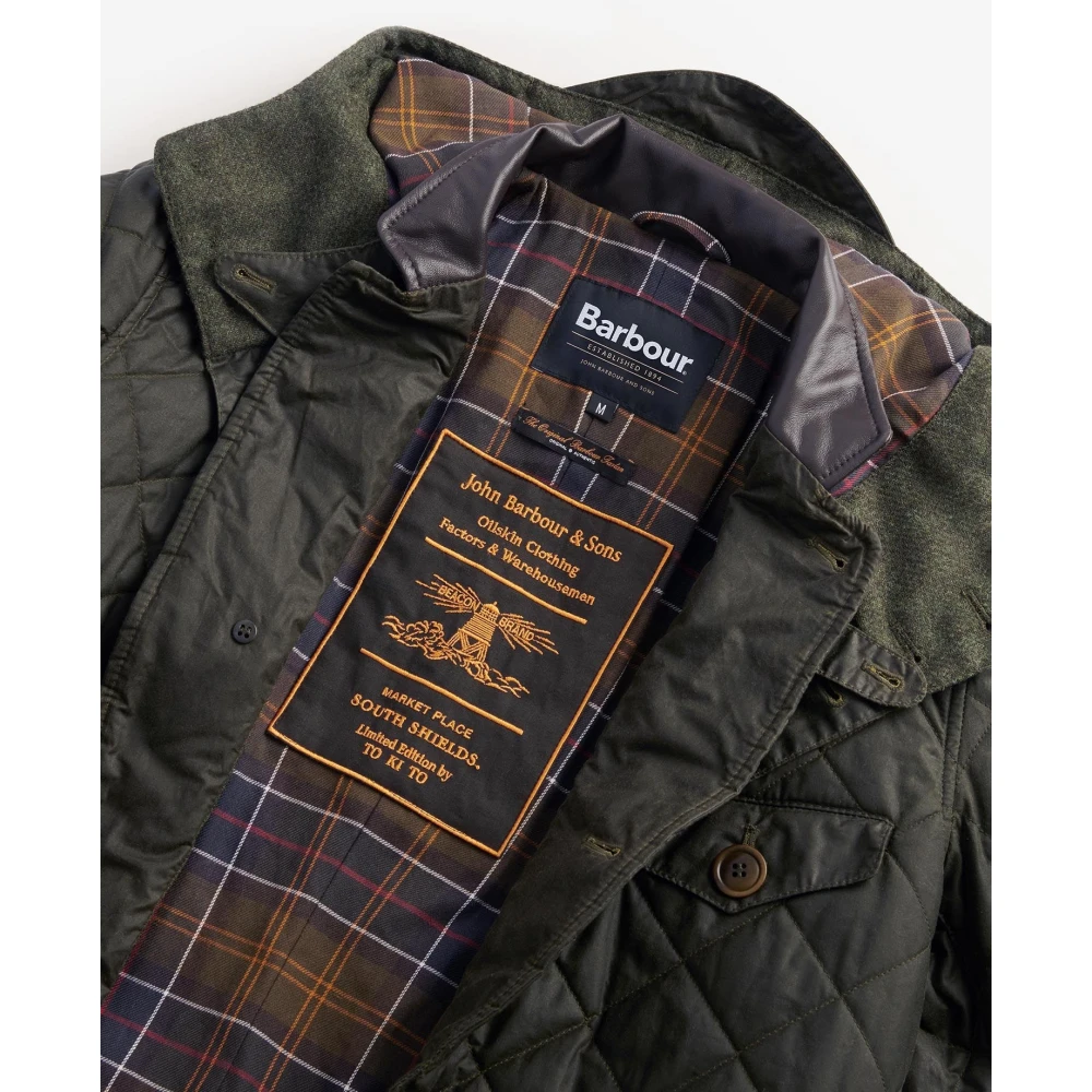Barbour Gewatteerde Gewaxte Jas in Olijf Green Heren