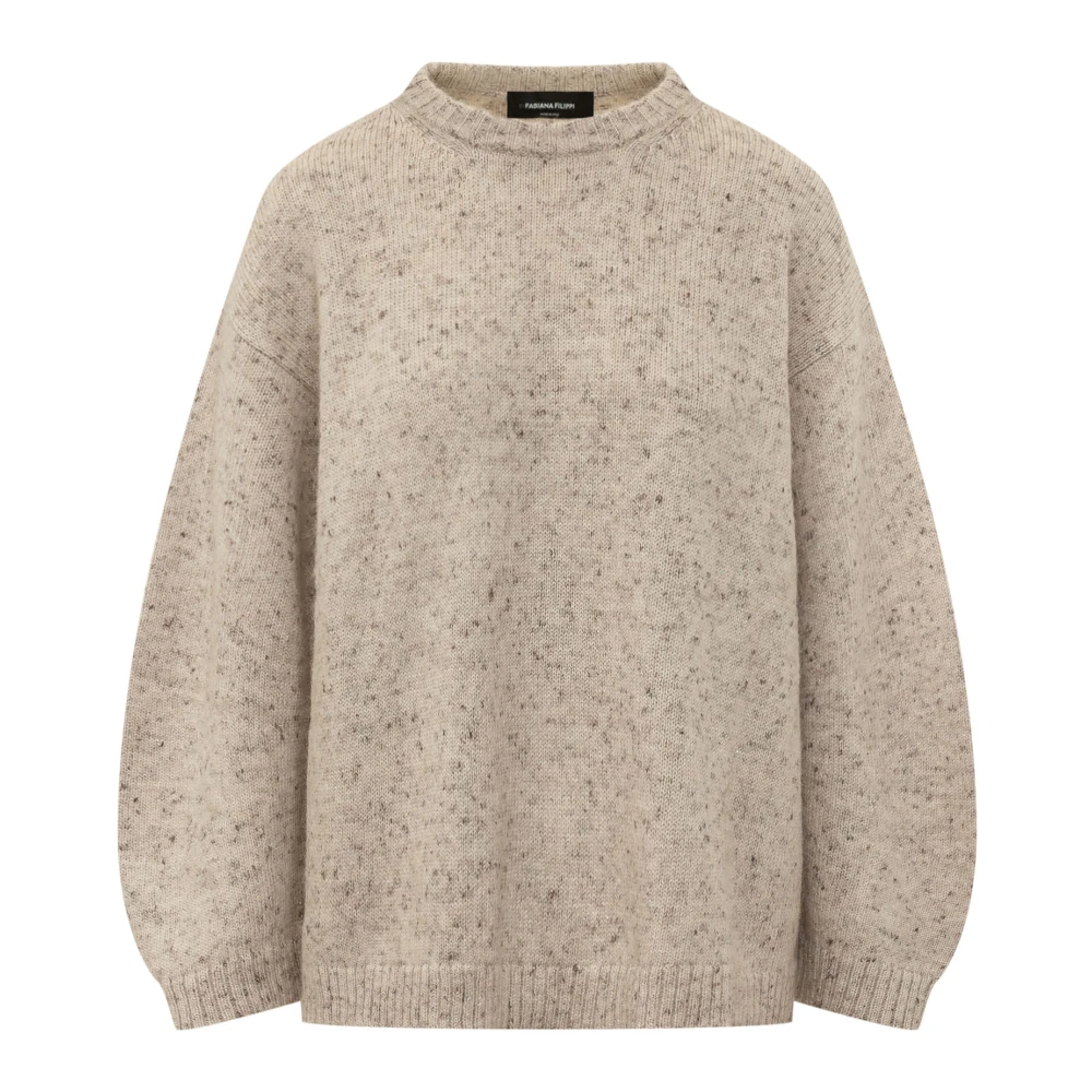 Fabiana Filippi Crew Neck Jumper - Female - Round-Neck Knitwear - Beige - S - Knitwear