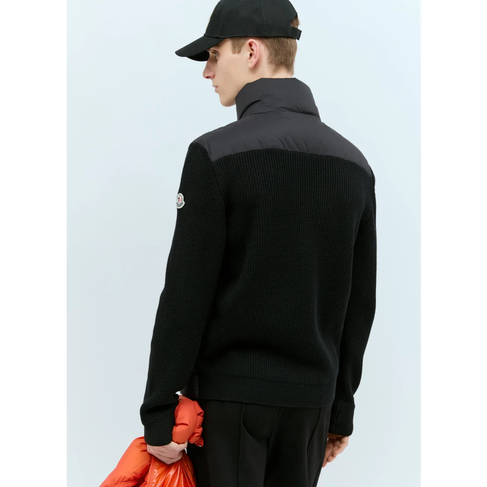Moncler Gewatteerde Wol Zip-Up Vest Black Heren