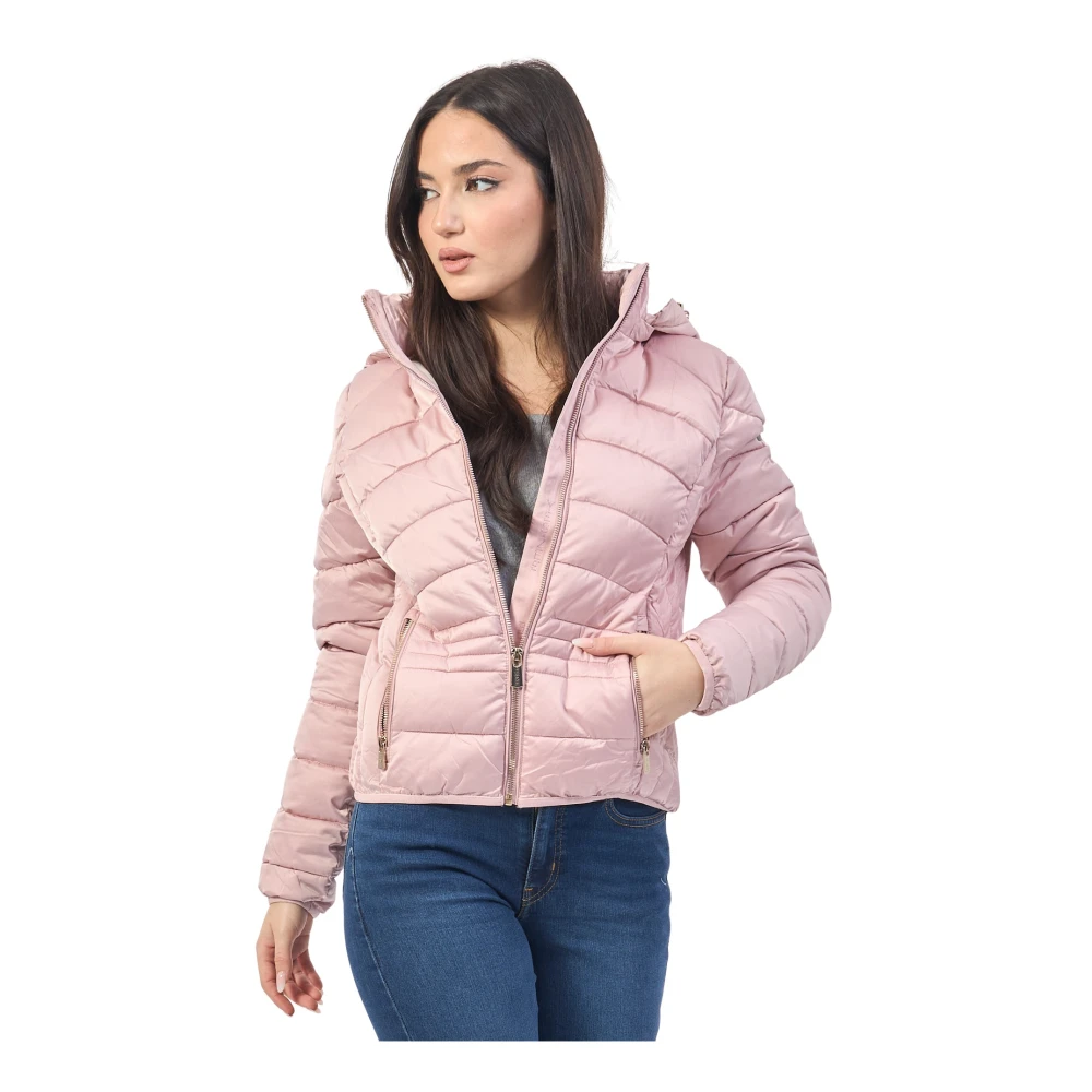 YES ZEE Roze Gewatteerde Regenjas met Capuchon Pink Dames