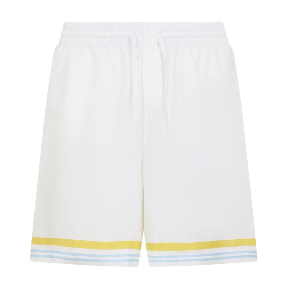 Casablanca Men's White Casual Shorts, S, Tennis Landscape Silk Shorts