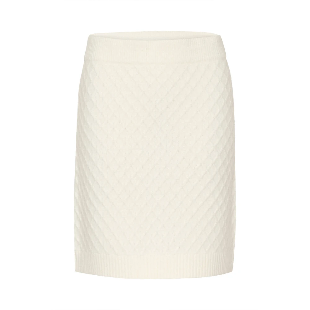 Kaffe Gebreide rok met elastische tailleband White Dames