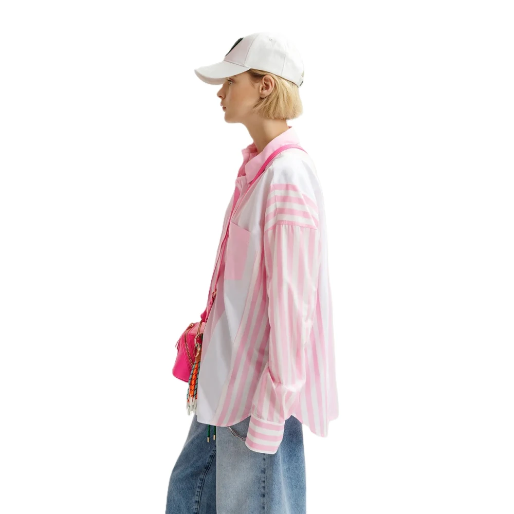 Essentiel Antwerp Oversized Button-Up Shirt Lichtgewicht Hemix Multicolor Dames