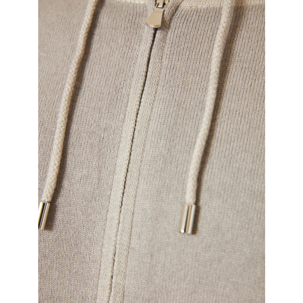 Gran Sasso Luxe Wol Kasjmier Hoodie Volledige Rits Beige Heren