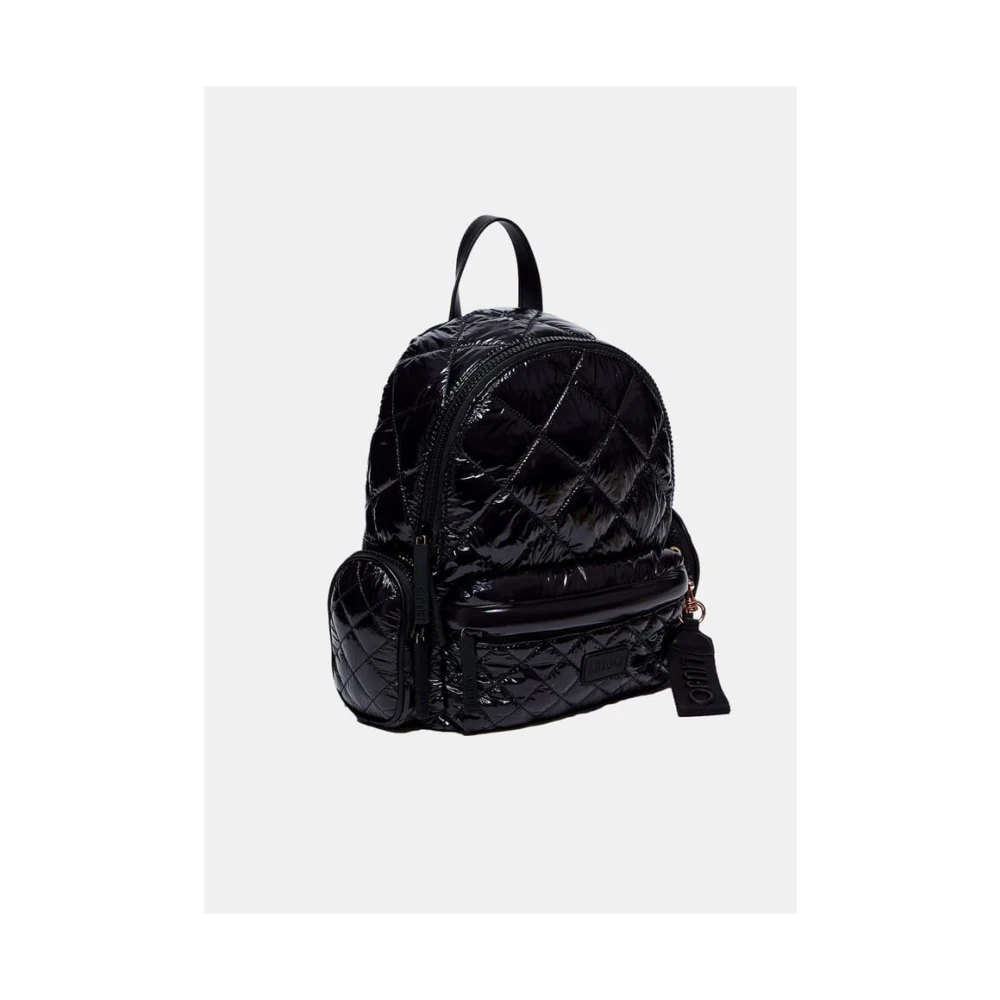 Liu Jo Gewatteerde Nylon Rugzak met Logovoering Black Dames