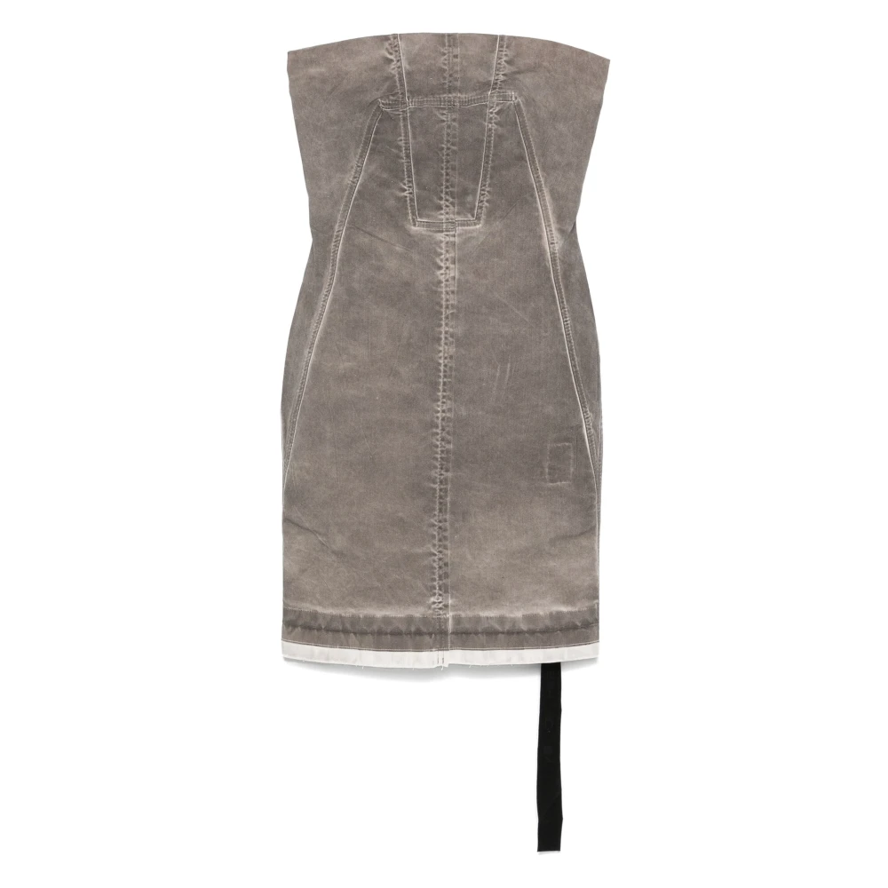 Rick Owens Grijze Strapless Jurk met Zichtbare Rits Gray Dames