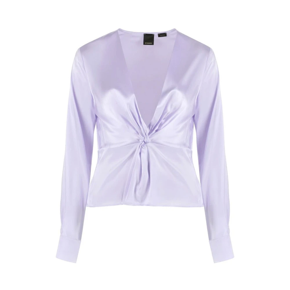 Pinko Silke Lila Blus T-shirt Topp Purple, Dam