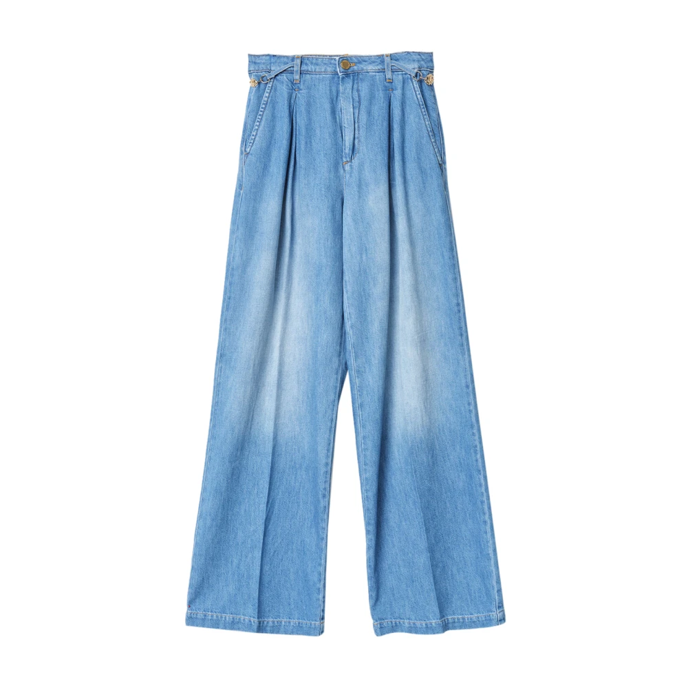 Gaëlle Paris Women's Blue Wide Jeans, W28, Denim Palazzo Jeans For