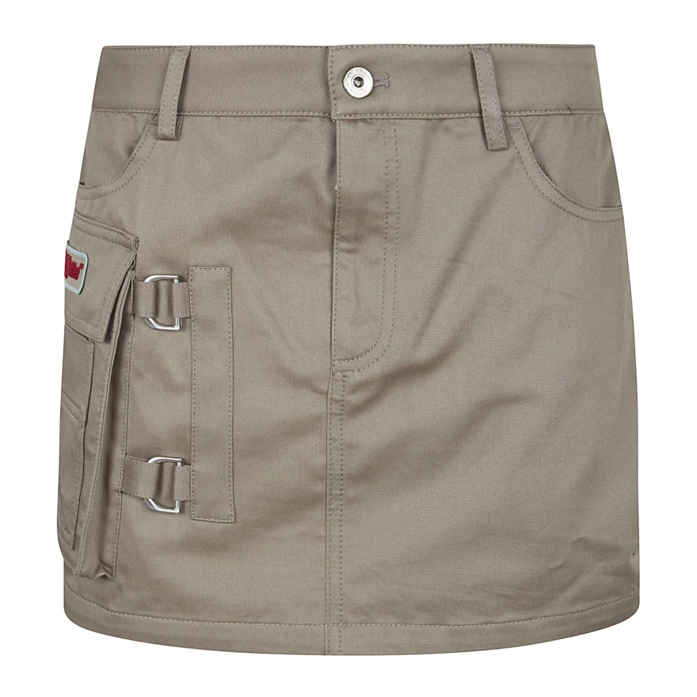 Off White Donna Grigio Co Gab Pocket Mini Skirt