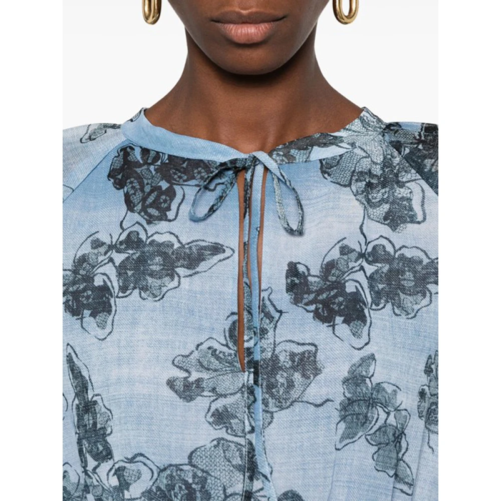 Ermanno Scervino Bloemenprint Midi Jurk Blue Dames