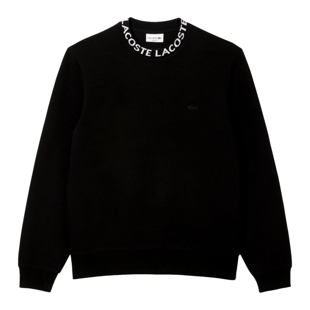 Lacoste Zwarte Jacquard Tape Crewneck Sweatshirt Black Heren