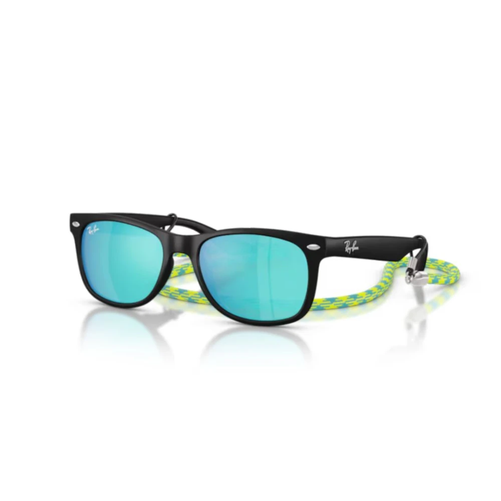 Ray - Ban Green Kid Rj9052s Junior New Wayfarer 702855 Sunglasses Nylon Black Squared Mirrored - Image 3