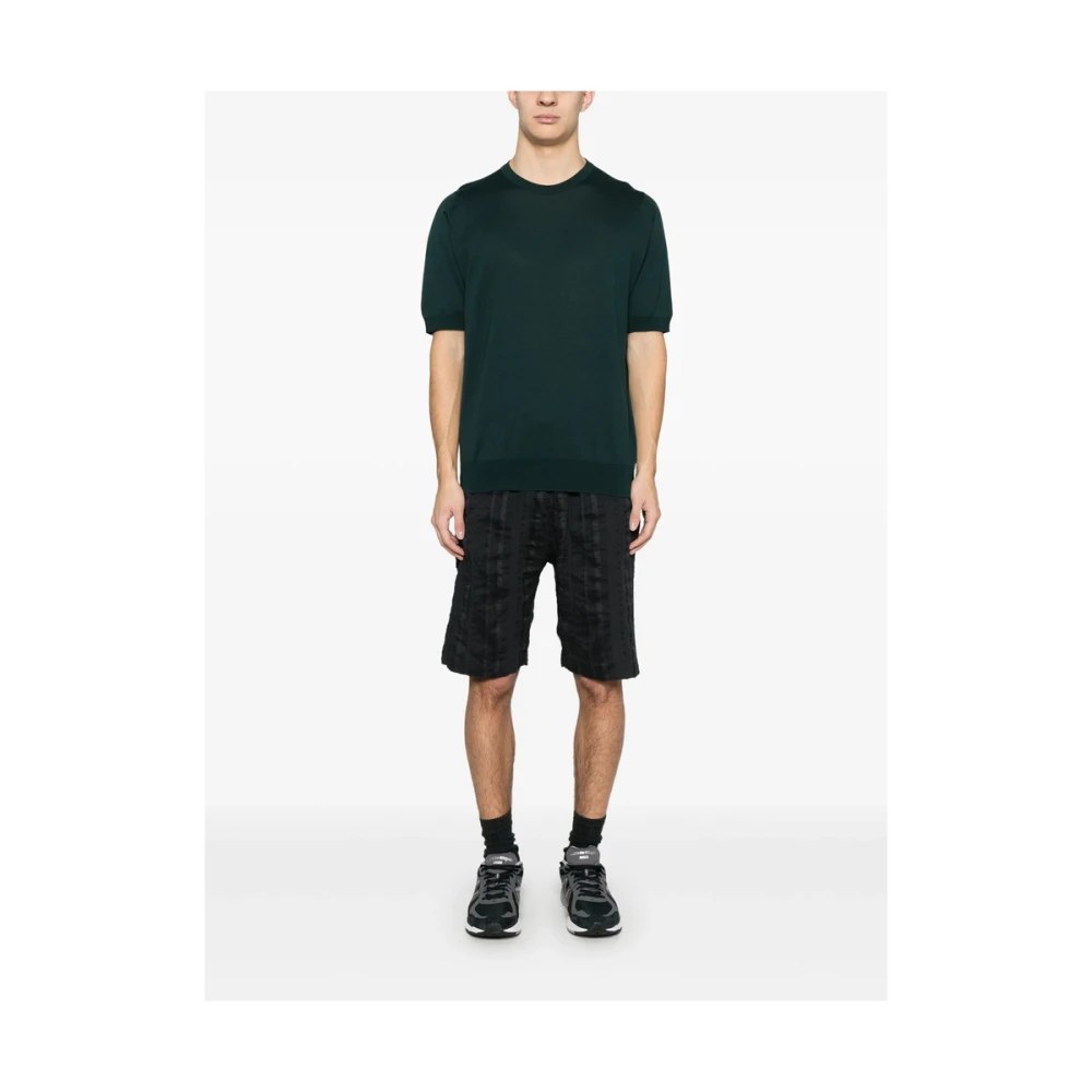 John Smedley Bosgroene Crew Neck T-shirt Green Heren