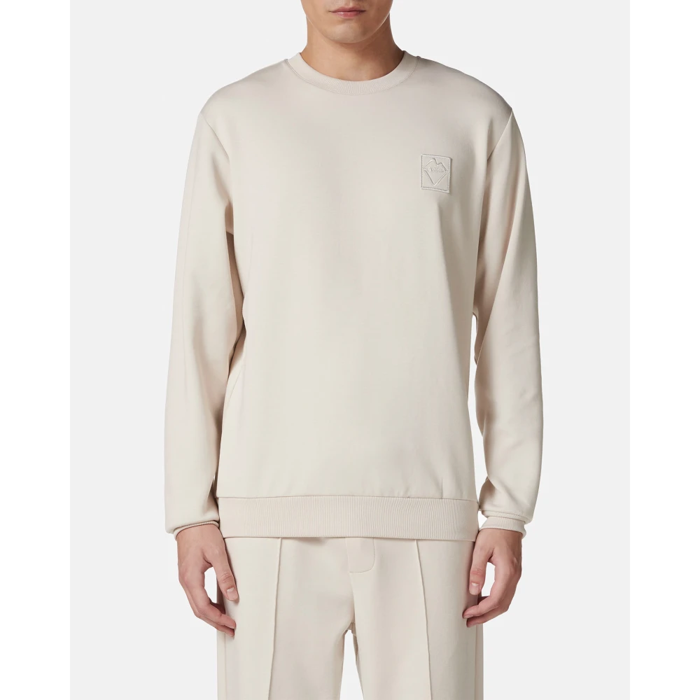 Iceberg Poeder witte crewneck sweatshirt van scuba stof en logo Beige Heren