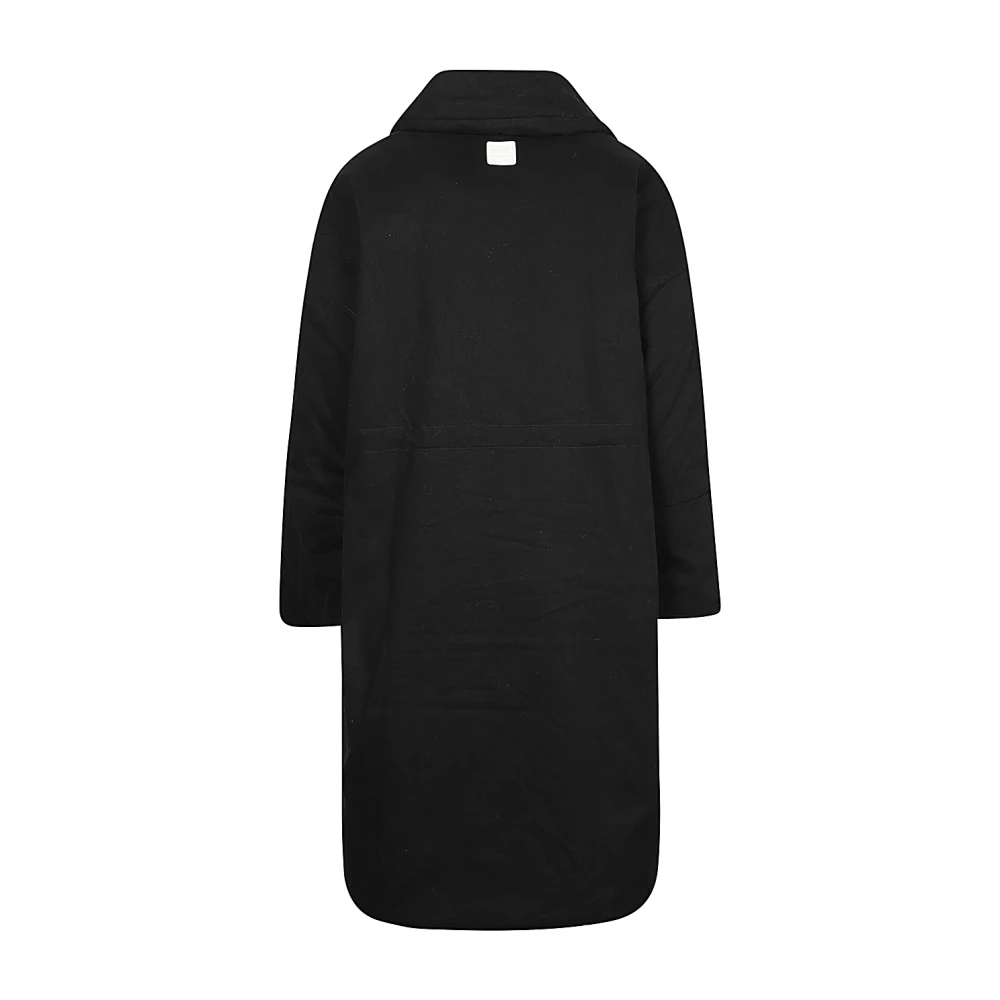OOF Wear Zwarte Katoenen Gabardine Lange Jas Black Dames