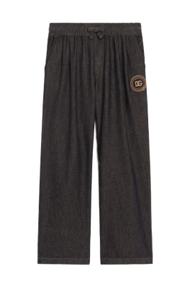 Logodetaljerade jeans med resår i midjan