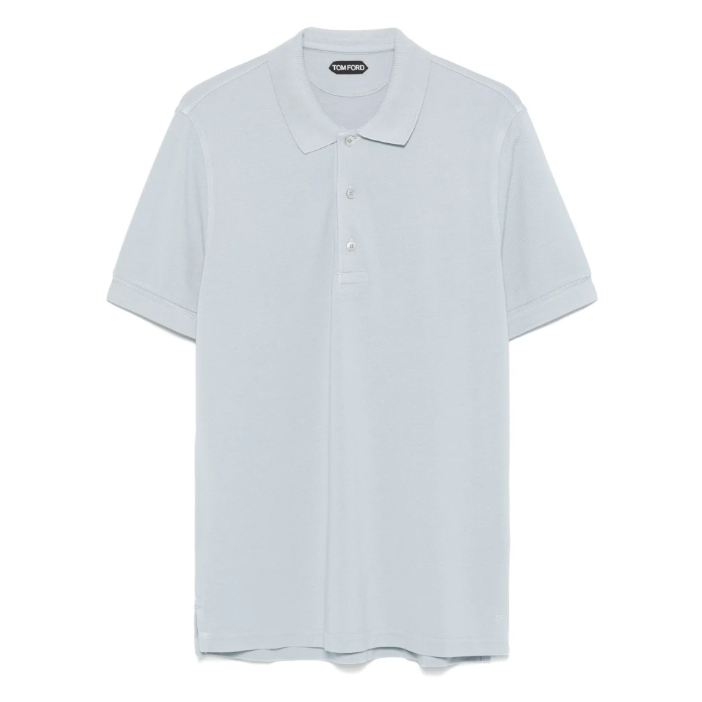 Tom Ford Piquet Polo Shirt met Lyocell en Katoen Blue Heren