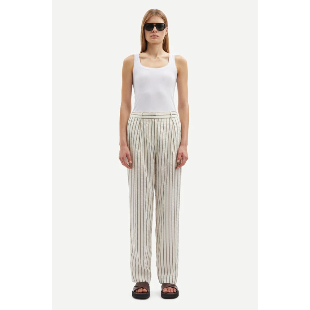Samsøe Gestreepte Mid-Waist Broek Multicolor Dames